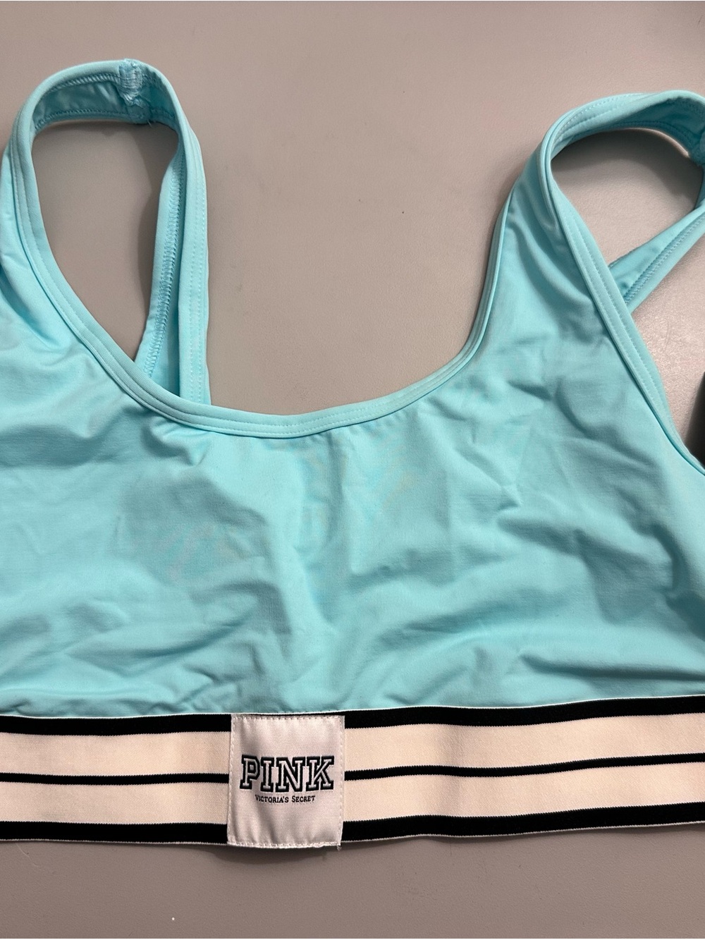 PINK Victoria's Secret Aqua Sports Bralette with Striped Elastic Band